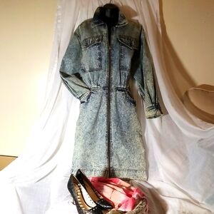 80s style Denim Midi Dress